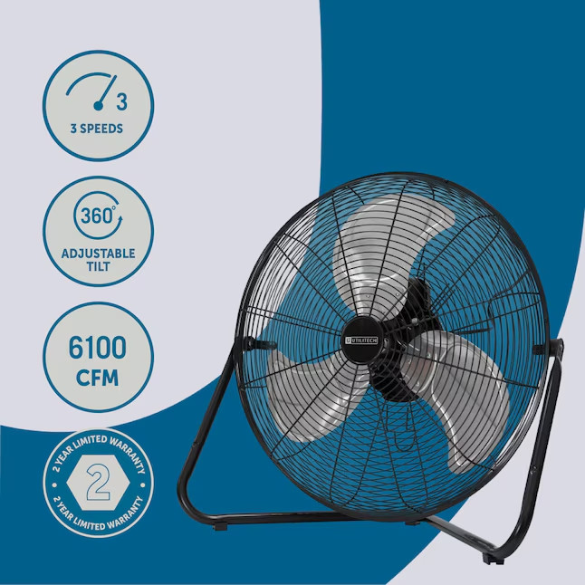 Utilitech 20 inch High Velocity Air Mover Fan 3 Speed Floor Blower