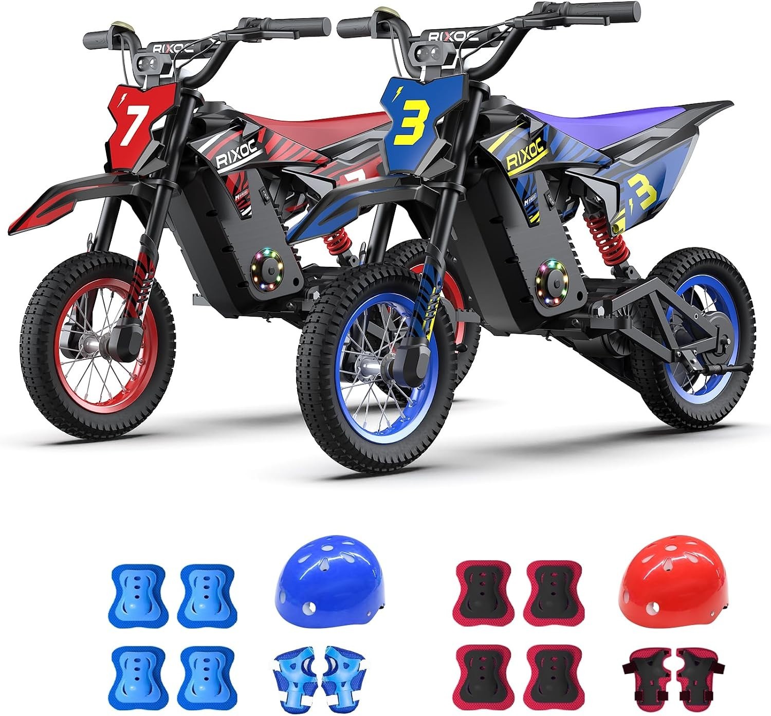 RIXOC DK12 Electric Dirt Bike for Kids 700W 15.5MPH 36V 5.2Ah Max 14Miles 2-Pack