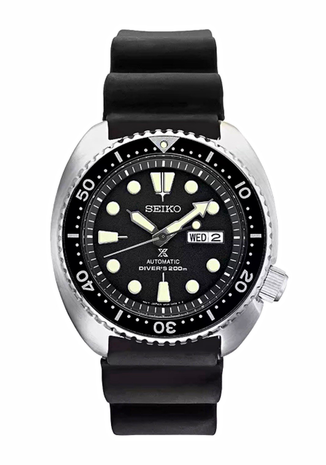 Seiko Prospex Automatic 200m Diver Watch Black Dial Day/Date Rubber Strap