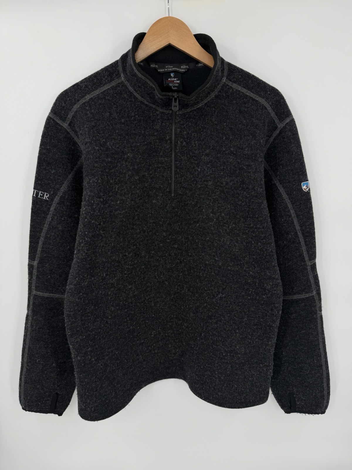 Kuhl Thor Sweater Mens Large Gray 1/4 Zip Thermokore Wool Blend Pullover Kuhl Thor Sweater Mens Large Gray 1/4 Zip Thermokore Wool Blend Pullover