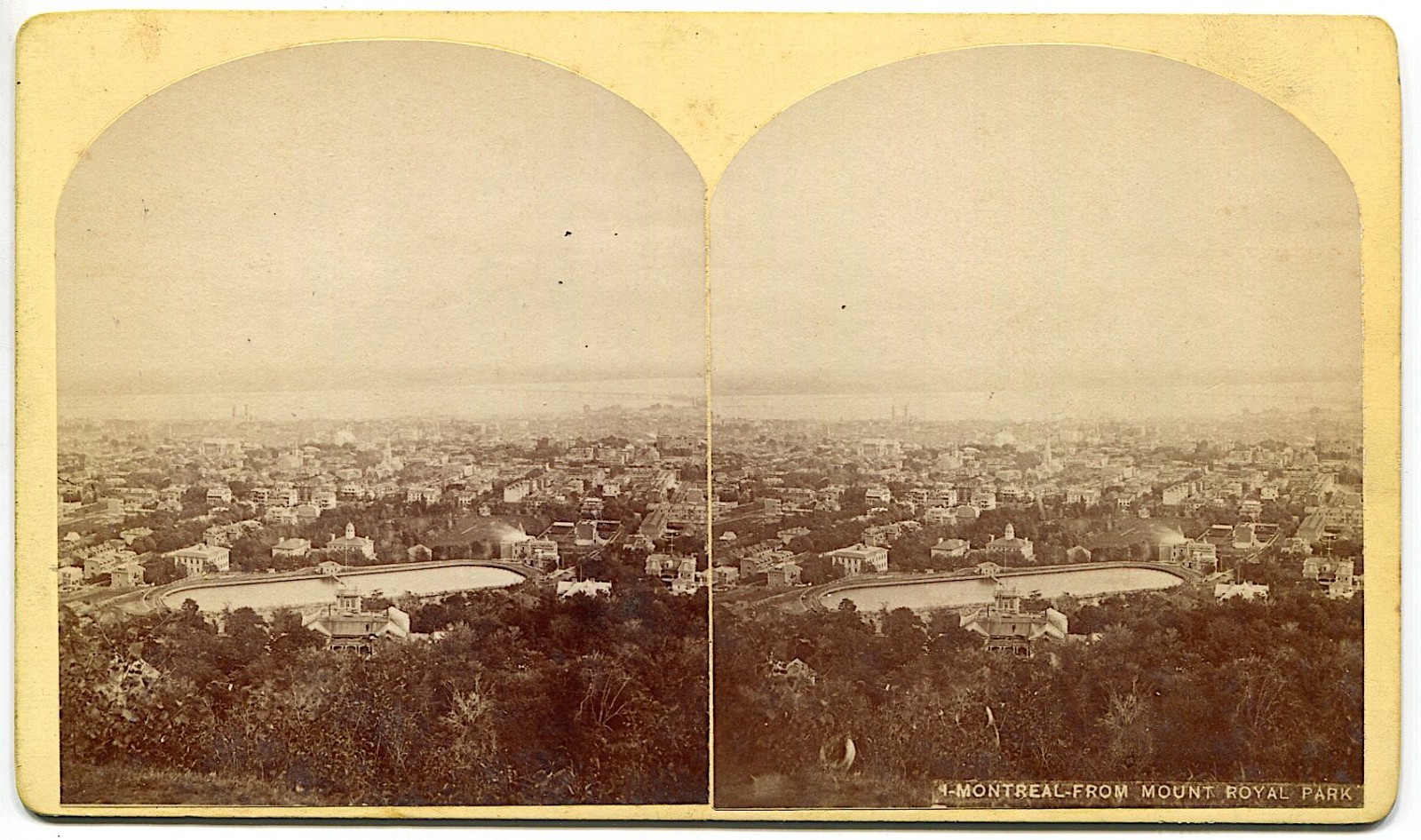 Montreal Quebec Canada from Mount Royal Park 1880s Notman Stereoview Photo