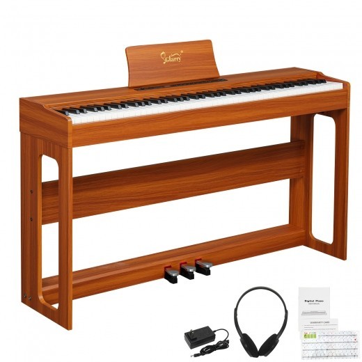 Glarry GDP-104 88-Key Fully Weighted Hammer Action Digital Piano for Home Walnut
