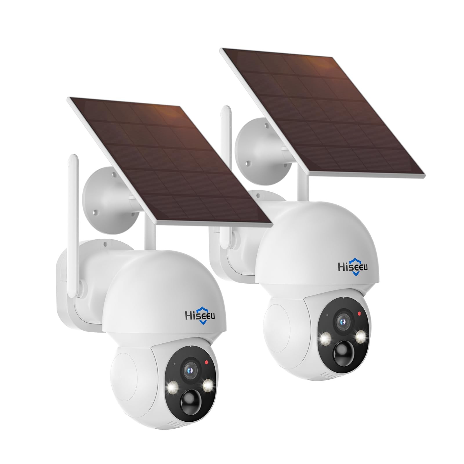 Hiseeu Solar Security Camera 2 Pcs 4MP Wireless WiFi Camera Outdoor 2.4G WiFi