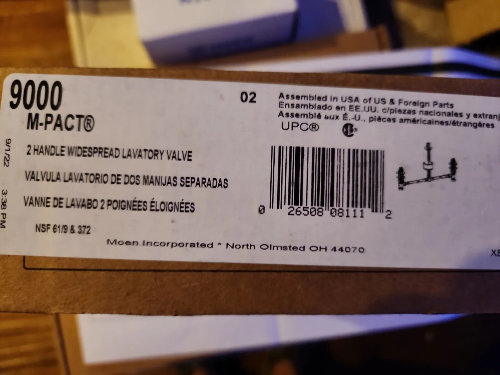 Moen 9000 m pact Lavatory Rough-in Valve with Drain Assembly