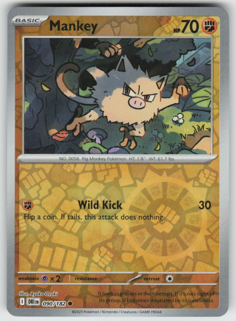 Mankey 090/182 Common Destined Rivals Pokemon Reverse Holo Near Mint Mankey 090/182 Common Destined Rivals Pokemon Reverse Holo Near Mint