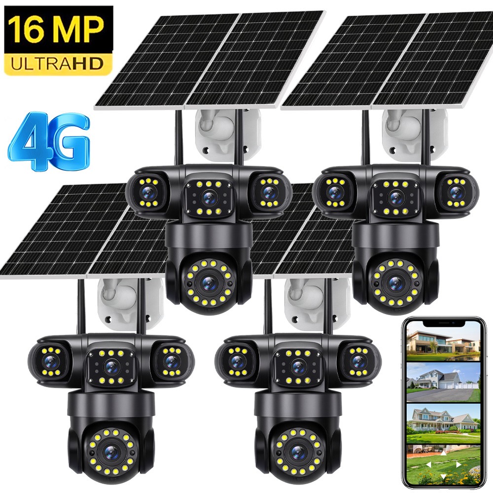 16MP 4G SIM Camaras De Seguridad Solar Exterior Inalambrica Con Vision Nocturna