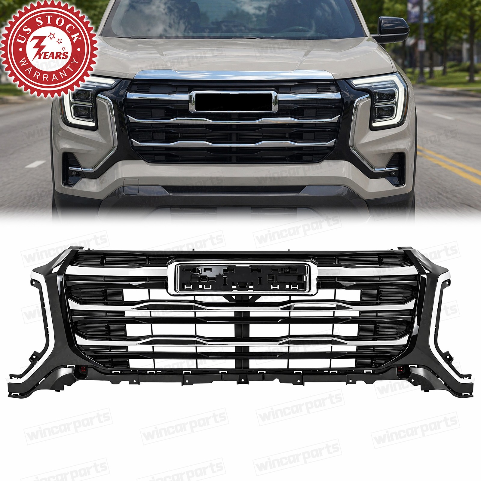 For 2025 2026 Terrain Elevation Front Bumper Grille Black W/Chrome Trim 26436875