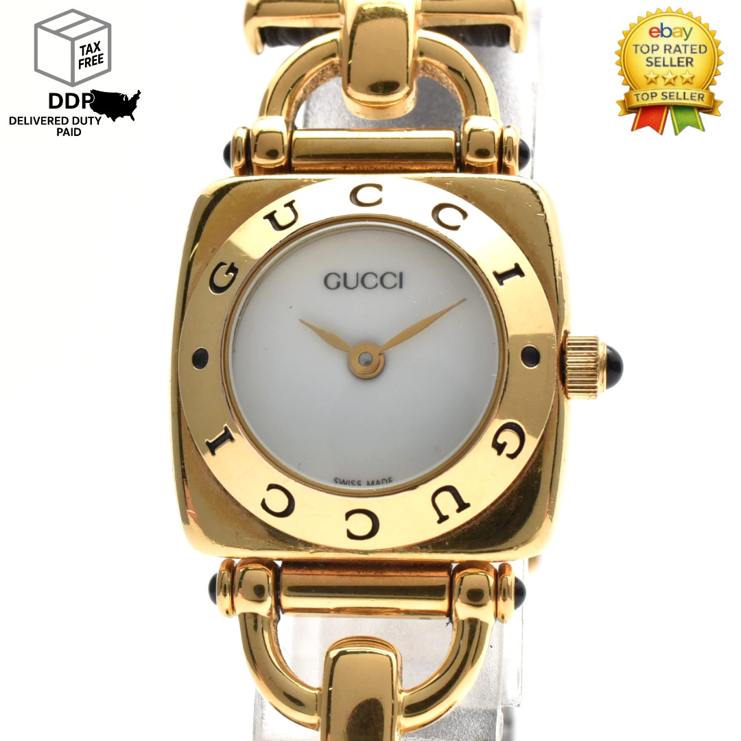 Vintage [ Exc+5 ] GUCCI 6300L White Dial Gold Women's Quartz Watch JAPAN