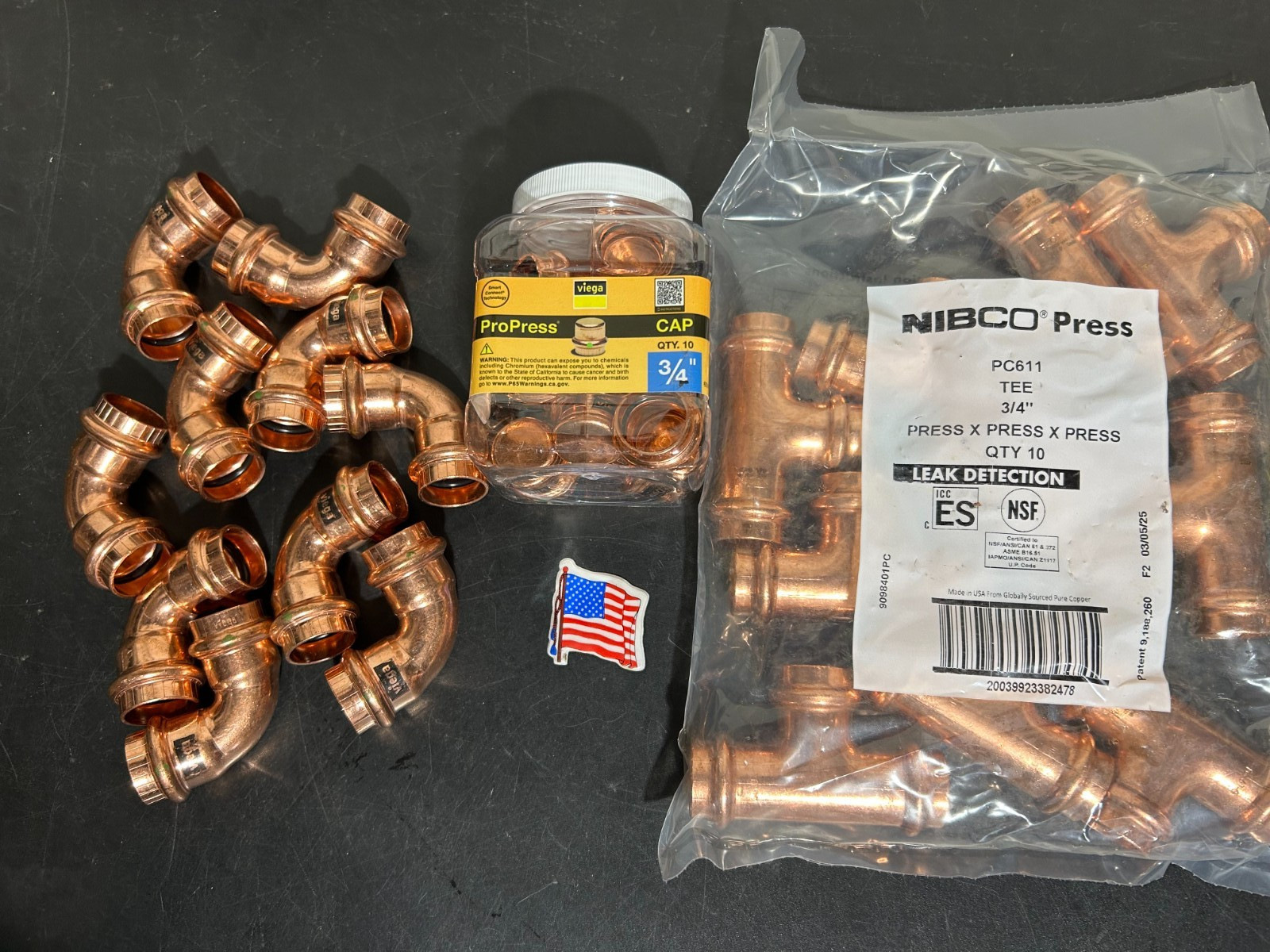 PROPRESS VIEGA NIBCO COPPER PRO PRESS FITTINGS 3/4