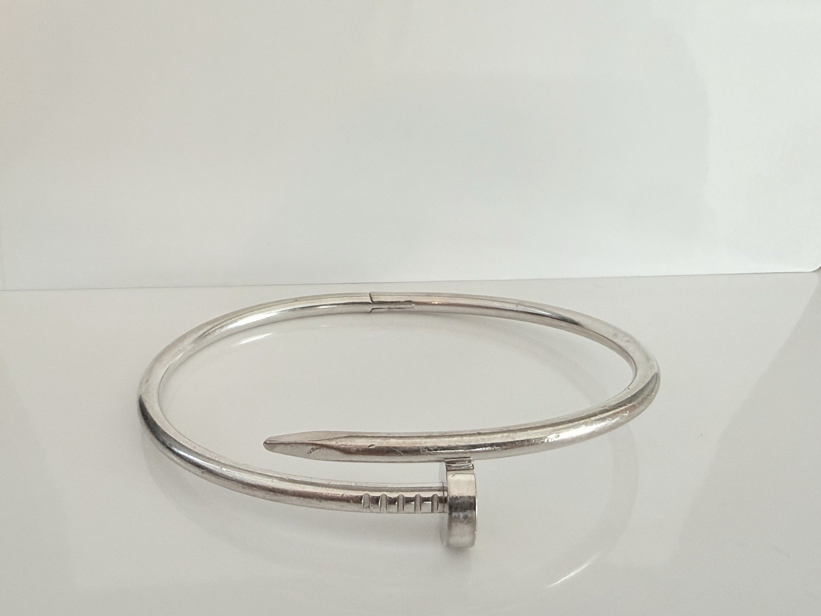 Cartier Just Un Clou White Gold Nail Bracelet Bangle Size 19 no papers no box 