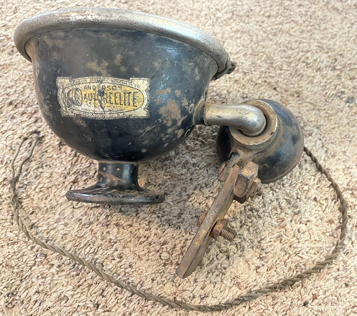 Vintage 1930s Anderson Electric Co. Autoreelite Spot Light Original Paint