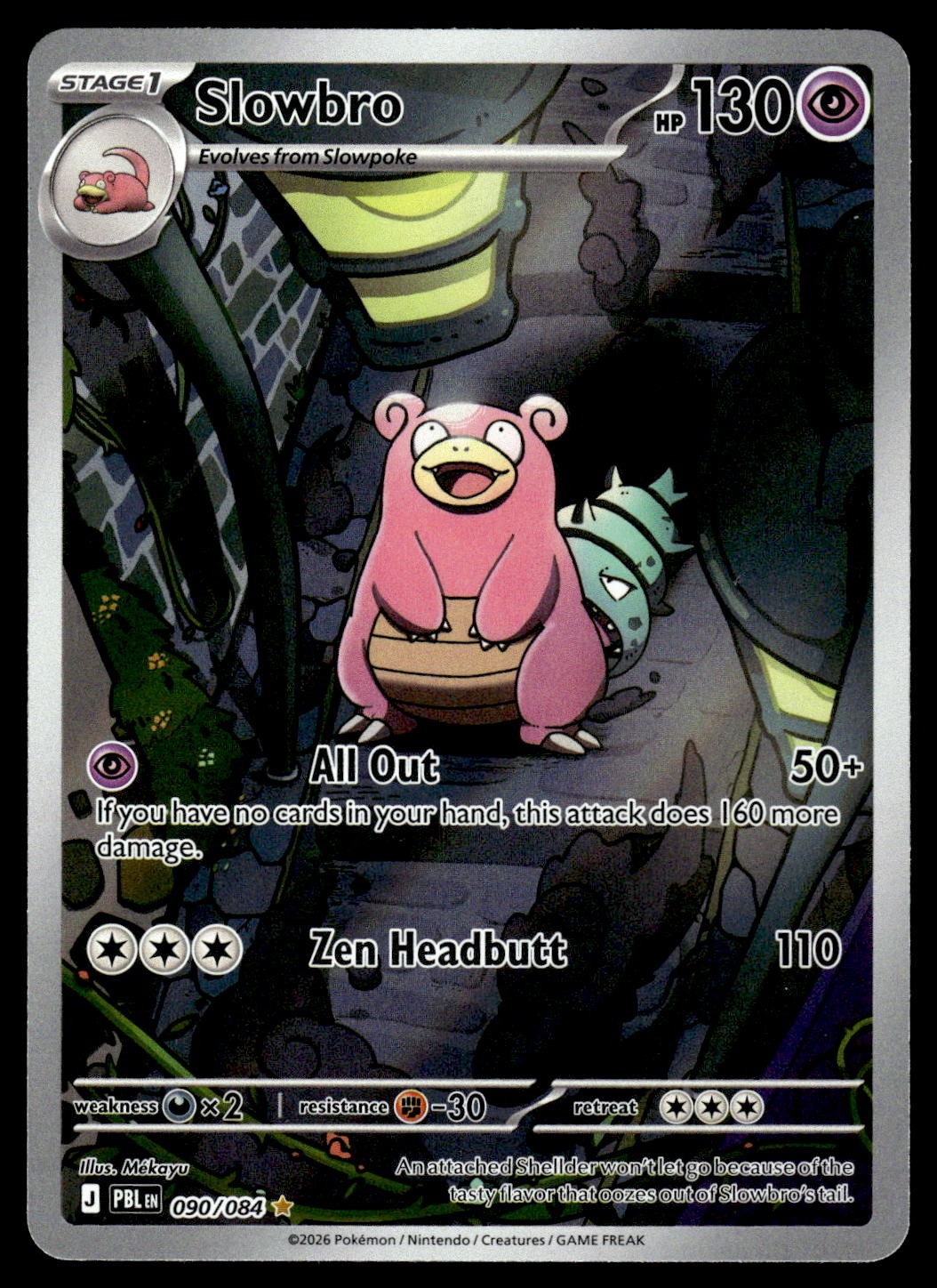 Slowbro 090/084 ME Pitch Black Illustration Rare Pokemon Card - NM Slowbro 090/084 ME Pitch Black Illustration Rare Pokemon Card - NM