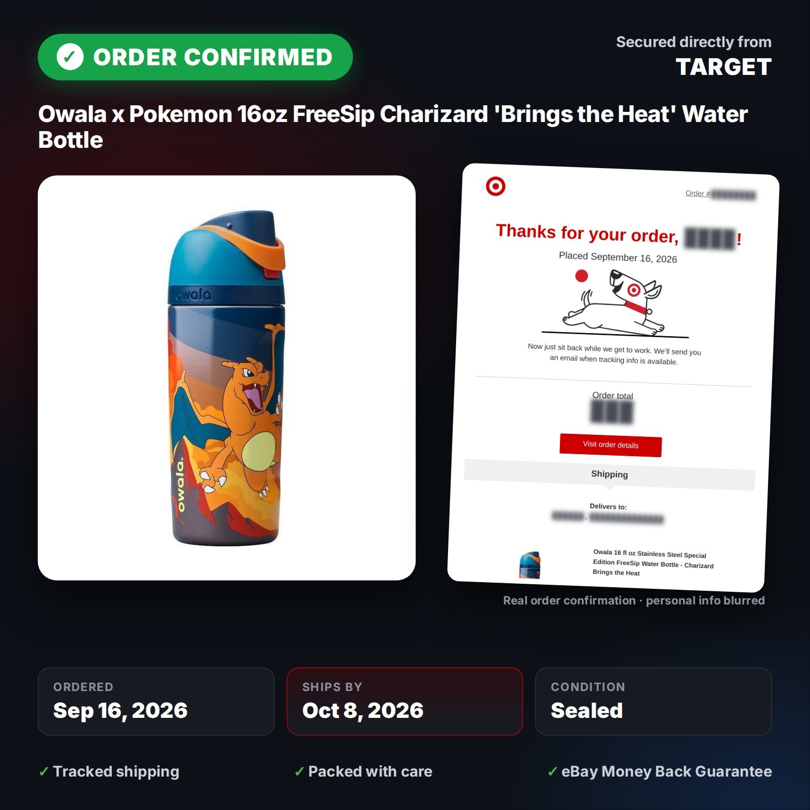 PRESALE Ships by 10/8 - Owala x Pokemon Charizard FreeSip 16oz Bottle Wholesale PRESALE Ships by 10/8 - Owala x Pokemon Charizard FreeSip 16oz Bottle Wholesale