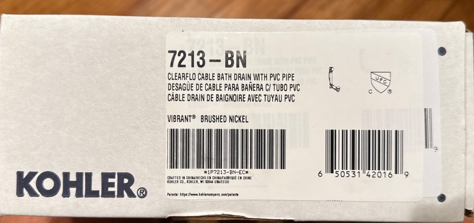 New in Box KOHLER K-7213-BN Clearflo Cable Bath Drain, Vibrant Brushed Nickel New in Box KOHLER K-7213-BN Clearflo Cable Bath Drain, Vibrant Brushed Nickel