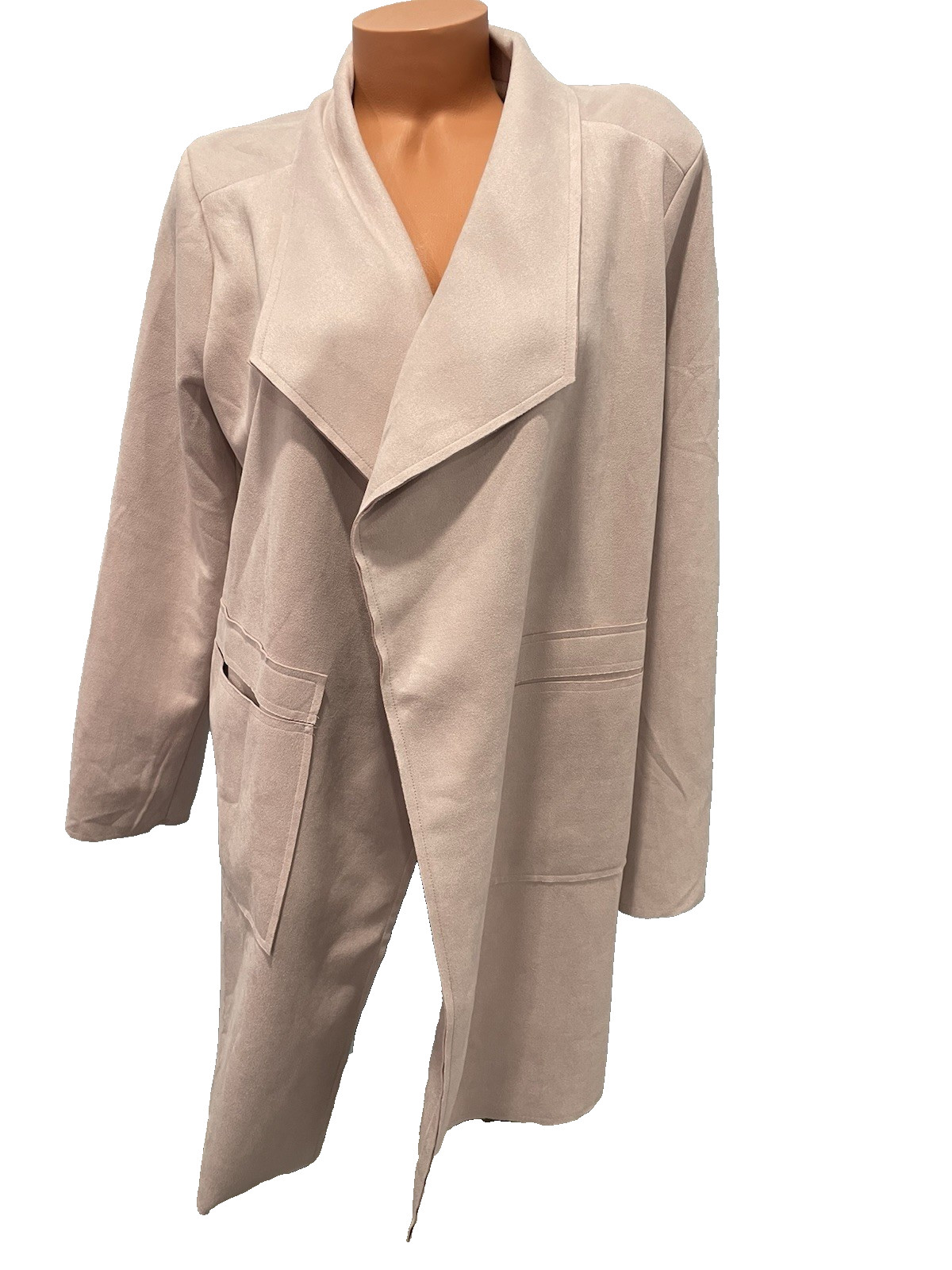 FAVLUX FASHION SIZE L  OPEN FRONT FAUX SWEADE CARDIGAN POCKETS