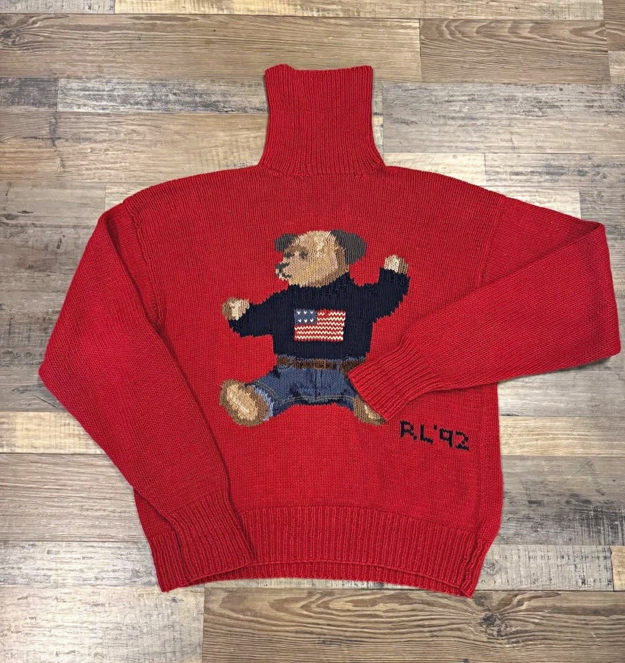 Vintage OG Polo Ralph Lauren 1992 Sitdown Bear Knit Sweater Vintage OG Polo Ralph Lauren 1992 Sitdown Bear Knit Sweater