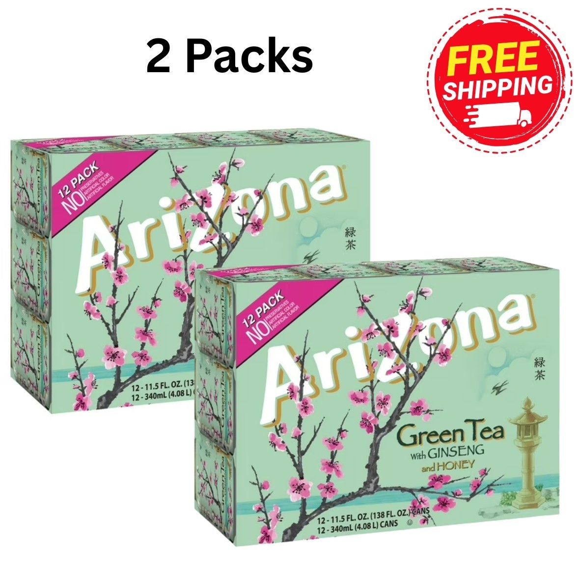 Arizona Green Tea with Ginseng and Honey, 11.5 Fl Oz Cans (12-Pack)