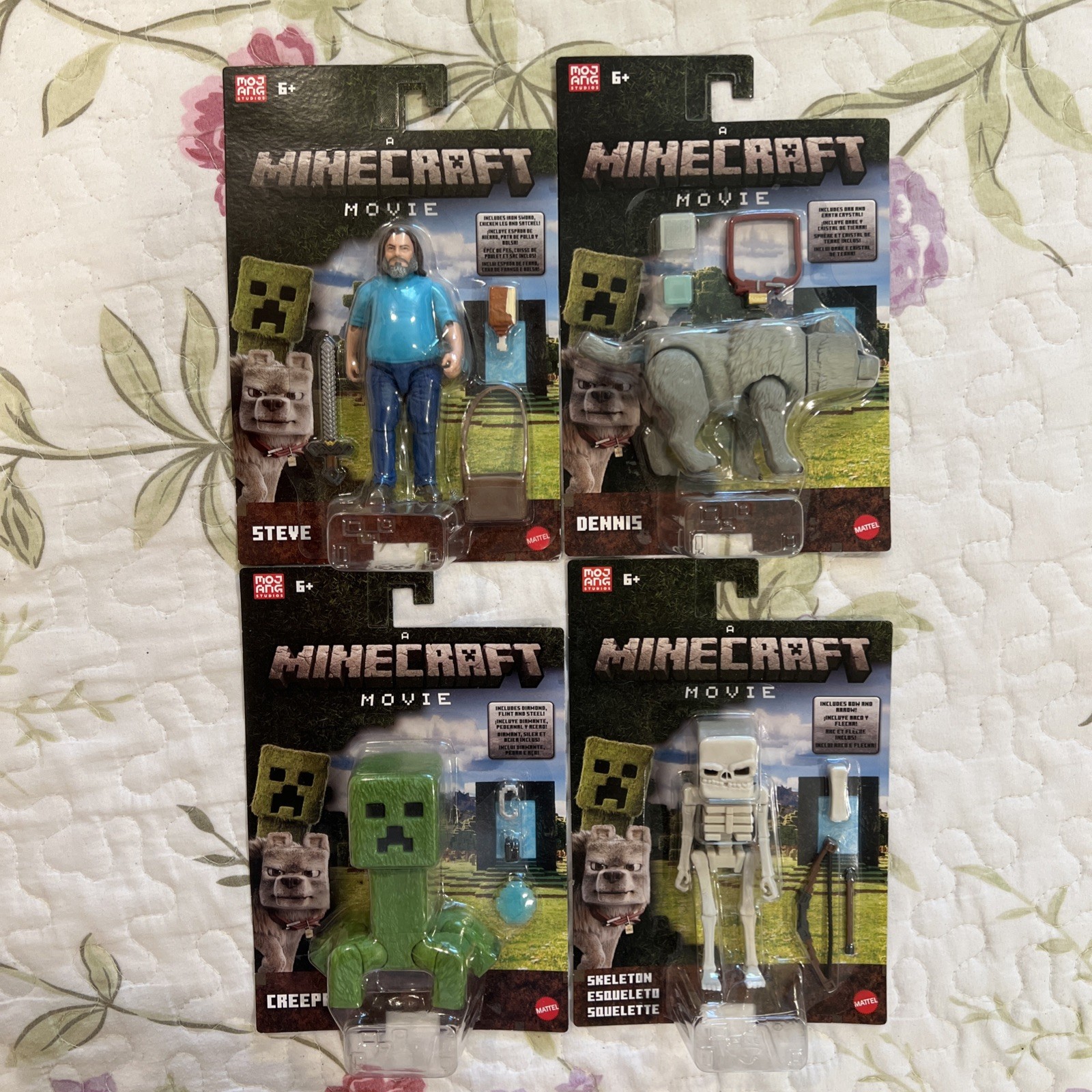 NIB A Minecraft Movie Mojang Mattel Steve (Jack Black) Dennis Creeper Skeleton