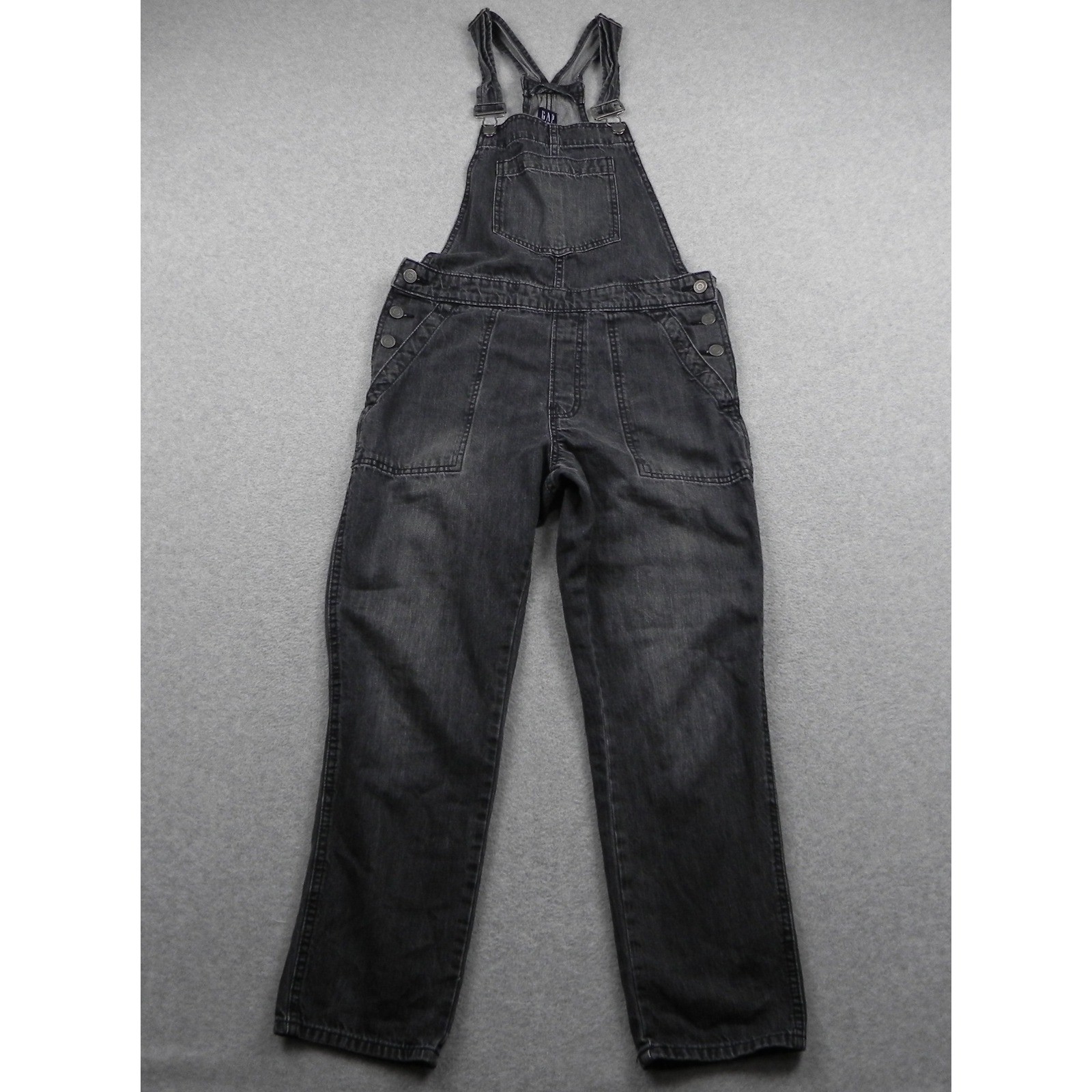 Gap Bib Overalls Womens Small Straight Fit Denim Dungarees Black Cotton Utility