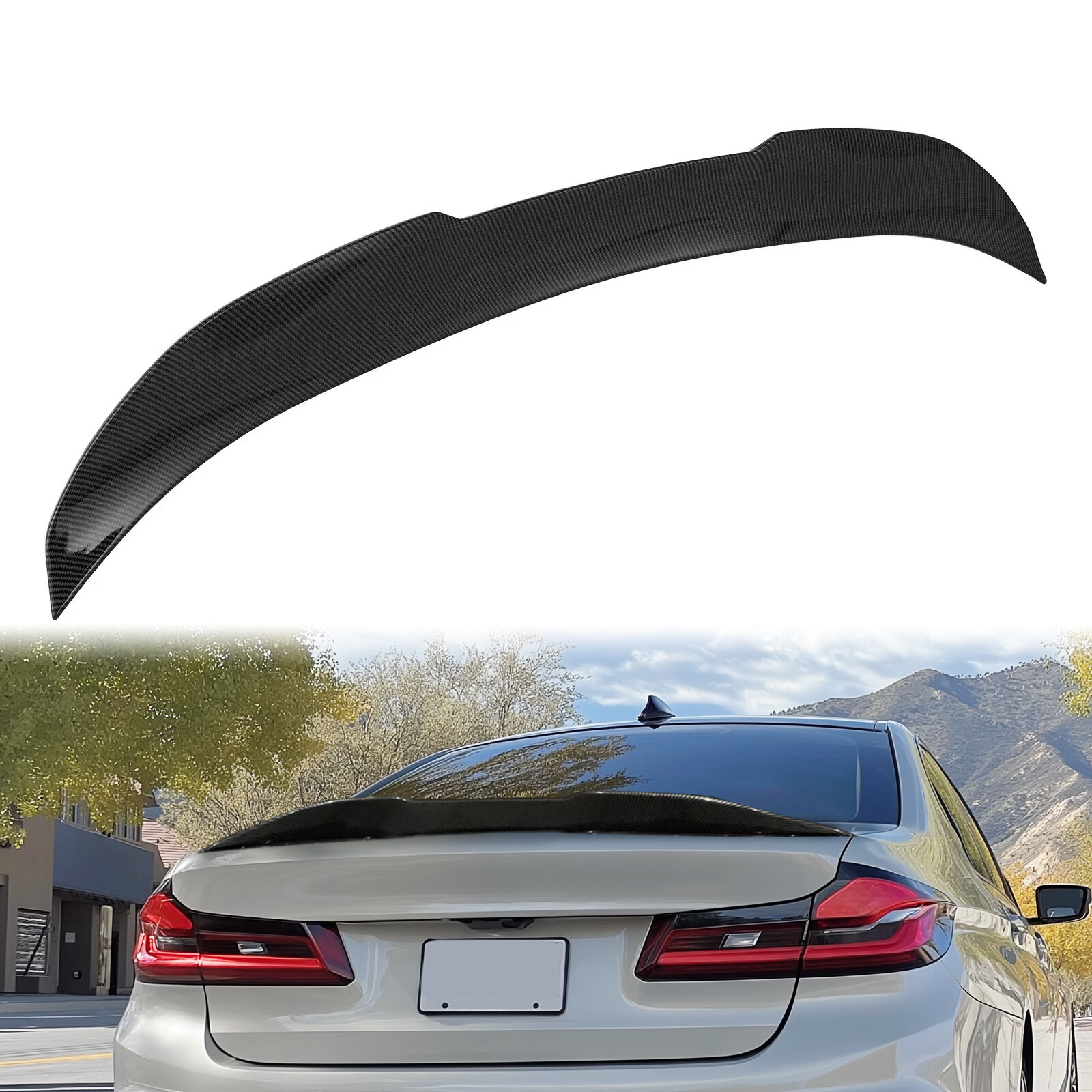 FOR 11-17 BMW F10 528i 535i 535d 550i M5 Carbon Color Highkick Trunk Spoiler