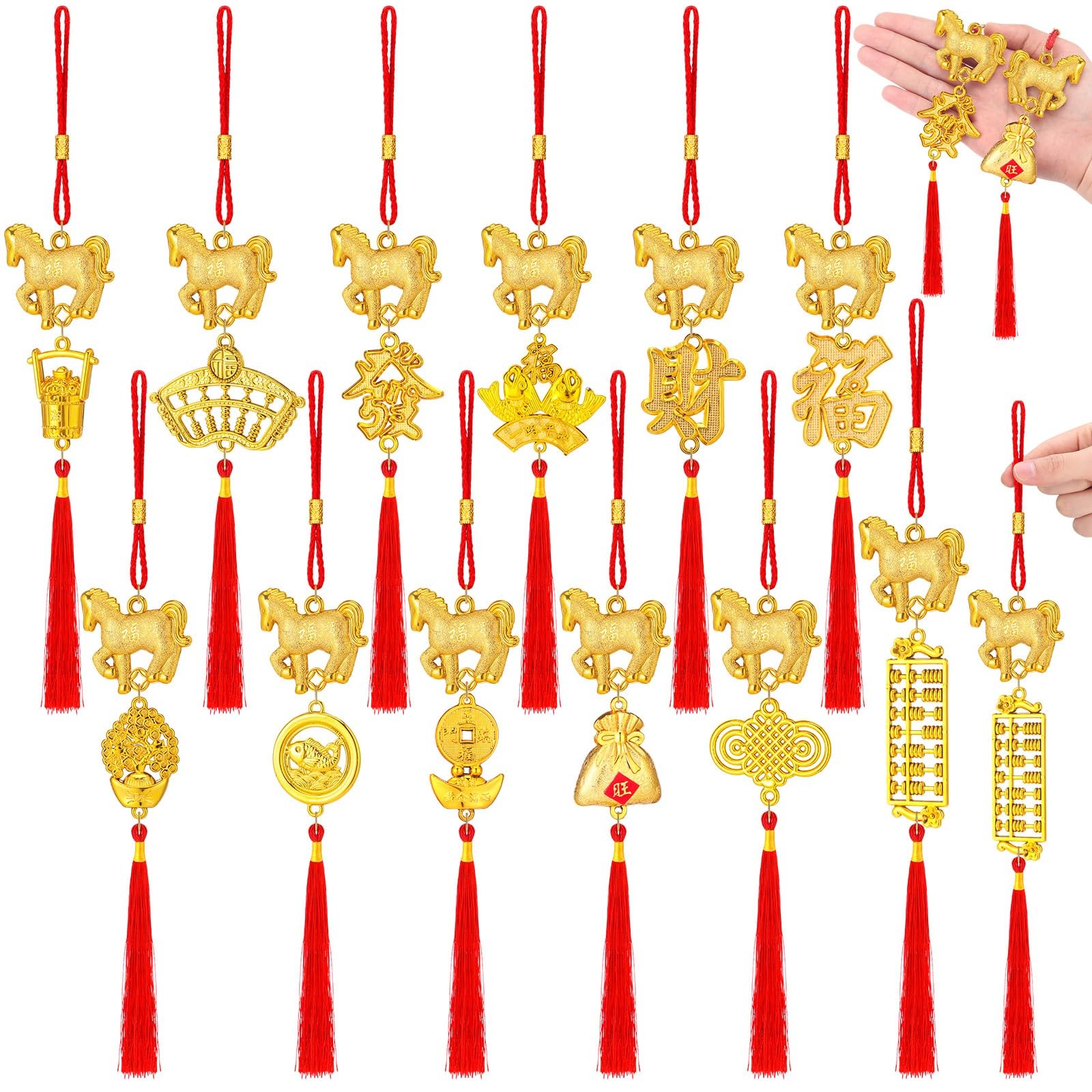 Marsui 24 Pcs Year of The Horse 2026 Pendant Decoration Chinese New Year Decorat Marsui 24 Pcs Year of The Horse 2026 Pendant Decoration Chinese New Year Decorat