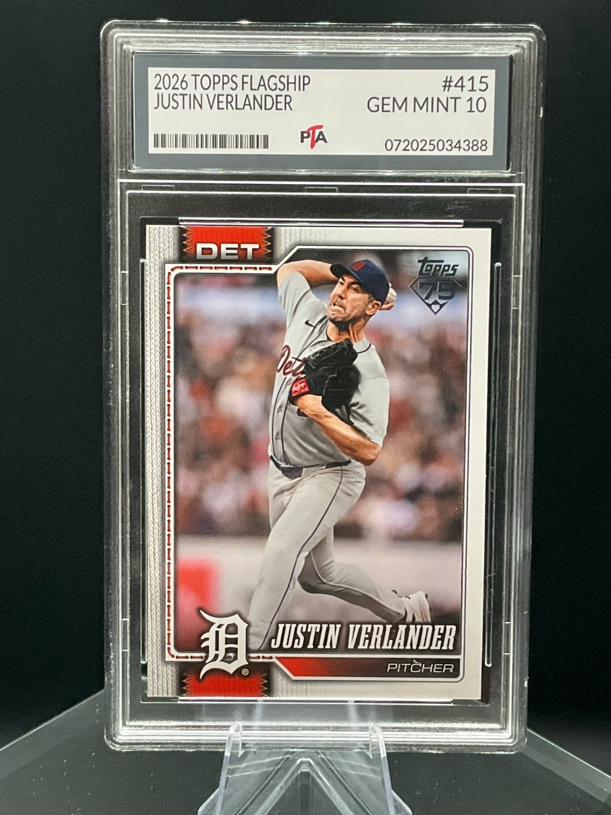 2026 Topps Flagship #415 Justin Verlander Detroit Tigers ~ GEM MINT PTA 10🔥
