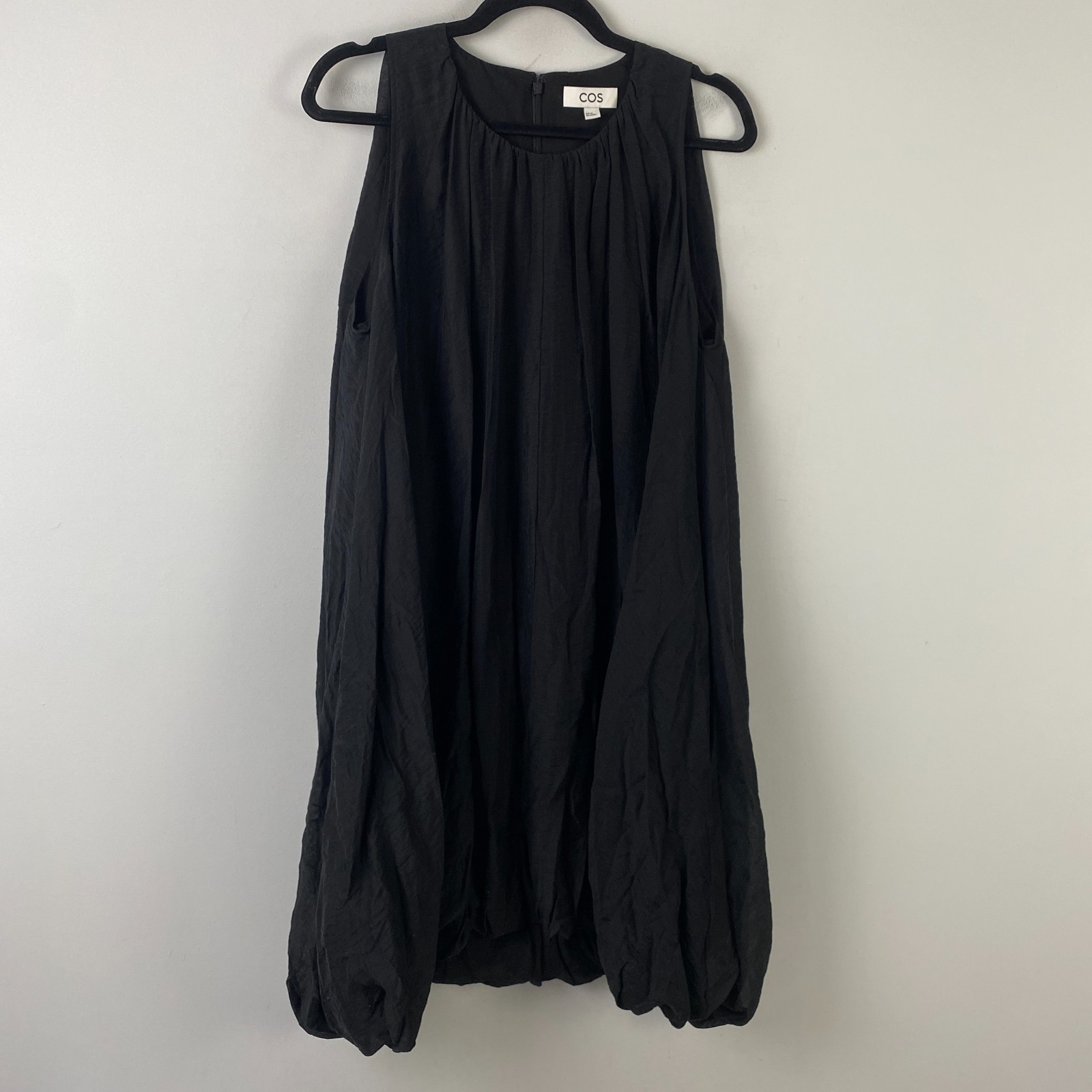 COS Balloon Mini Dress Size 40 US 8 Black Pockets