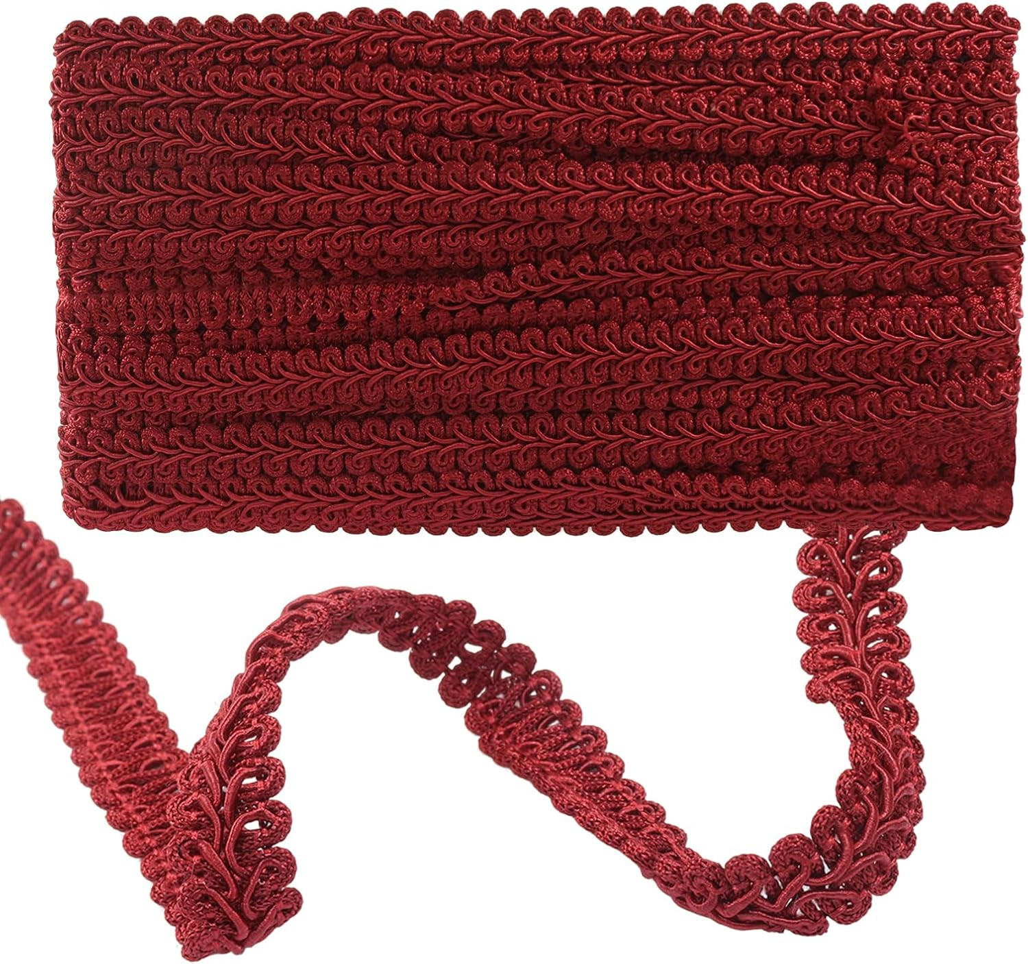 Gimp Braid Trim, Burgundy, 1/2 Inch, 14 Yards | Polyester Lace, Upholstery Trim, Gimp Braid Trim, Burgundy, 1/2 Inch, 14 Yards | Polyester Lace, Upholstery Trim,