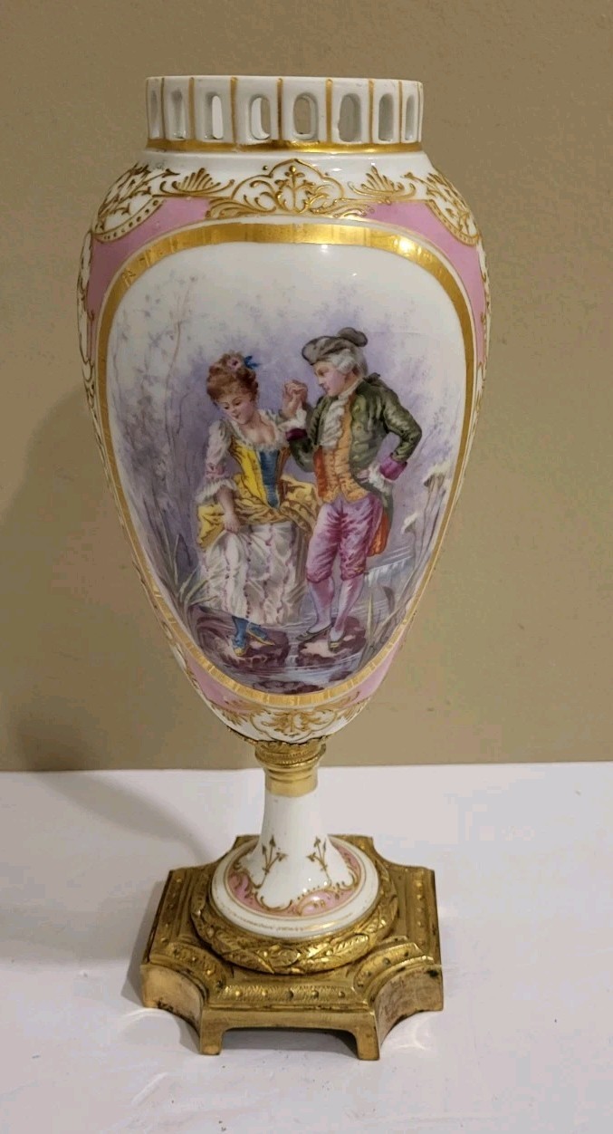 Antique French Ormolu-Mounted Porcelain France Vase Signed 19th century Sevres