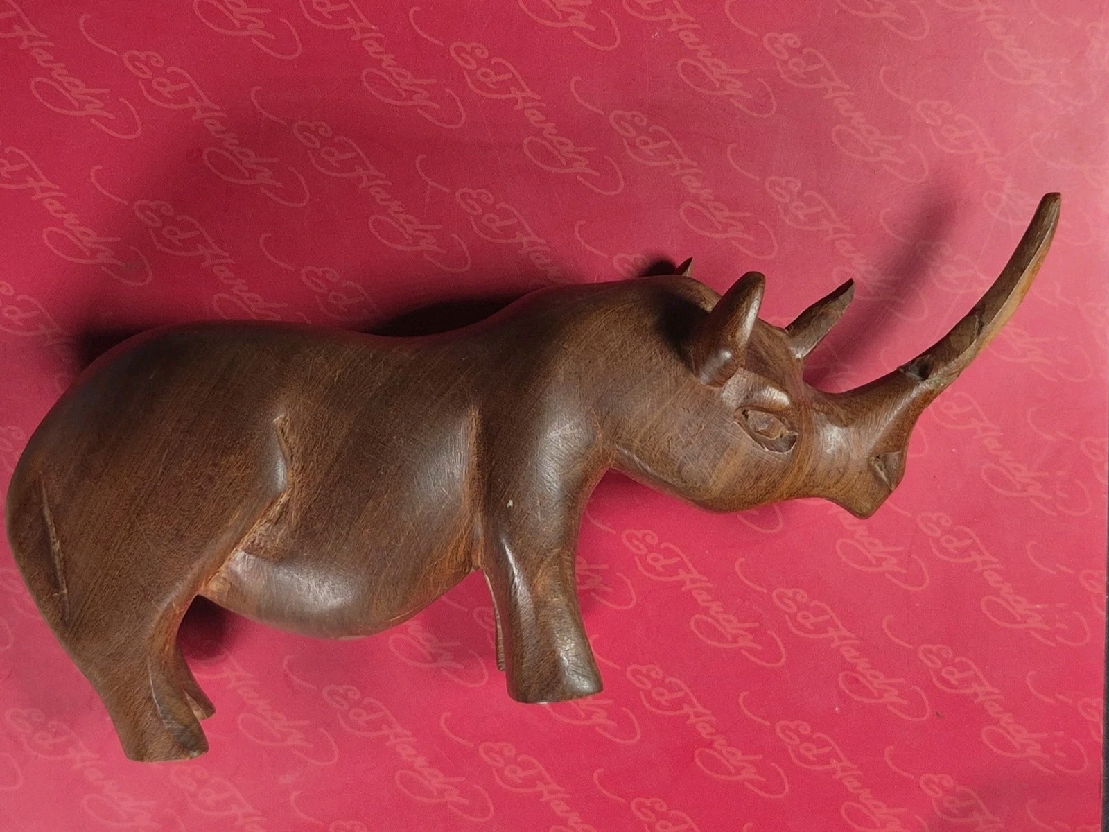 Vintage Hand Carved Wood Rhinoceros 7.5\