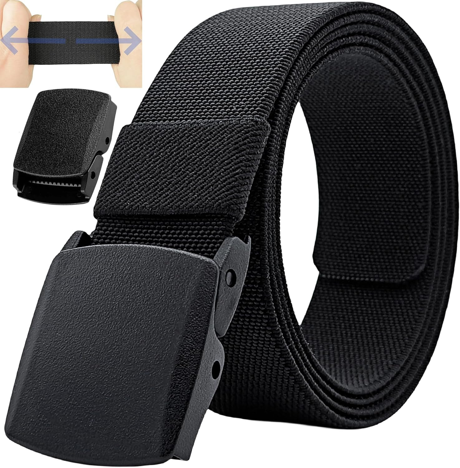 Men\'s Adjustable Tactical Belt, TSA Approved Metal-Free Elastic Stretch Belt