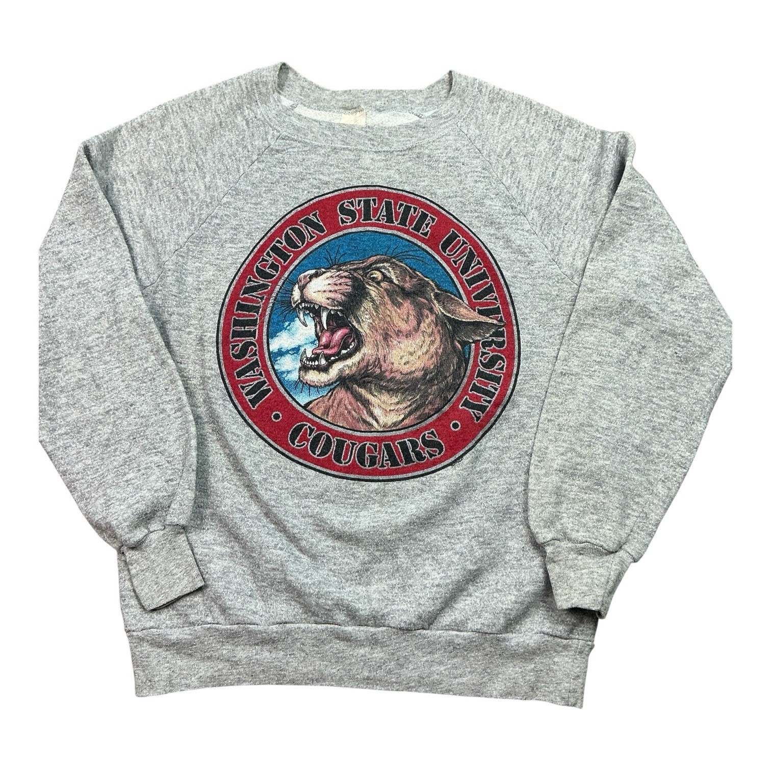 Vintage Washington State Cougars 80s Raglan sleeve crimson/Gray crewneck SZ S Vintage Washington State Cougars 80s Raglan sleeve crimson/Gray crewneck SZ S