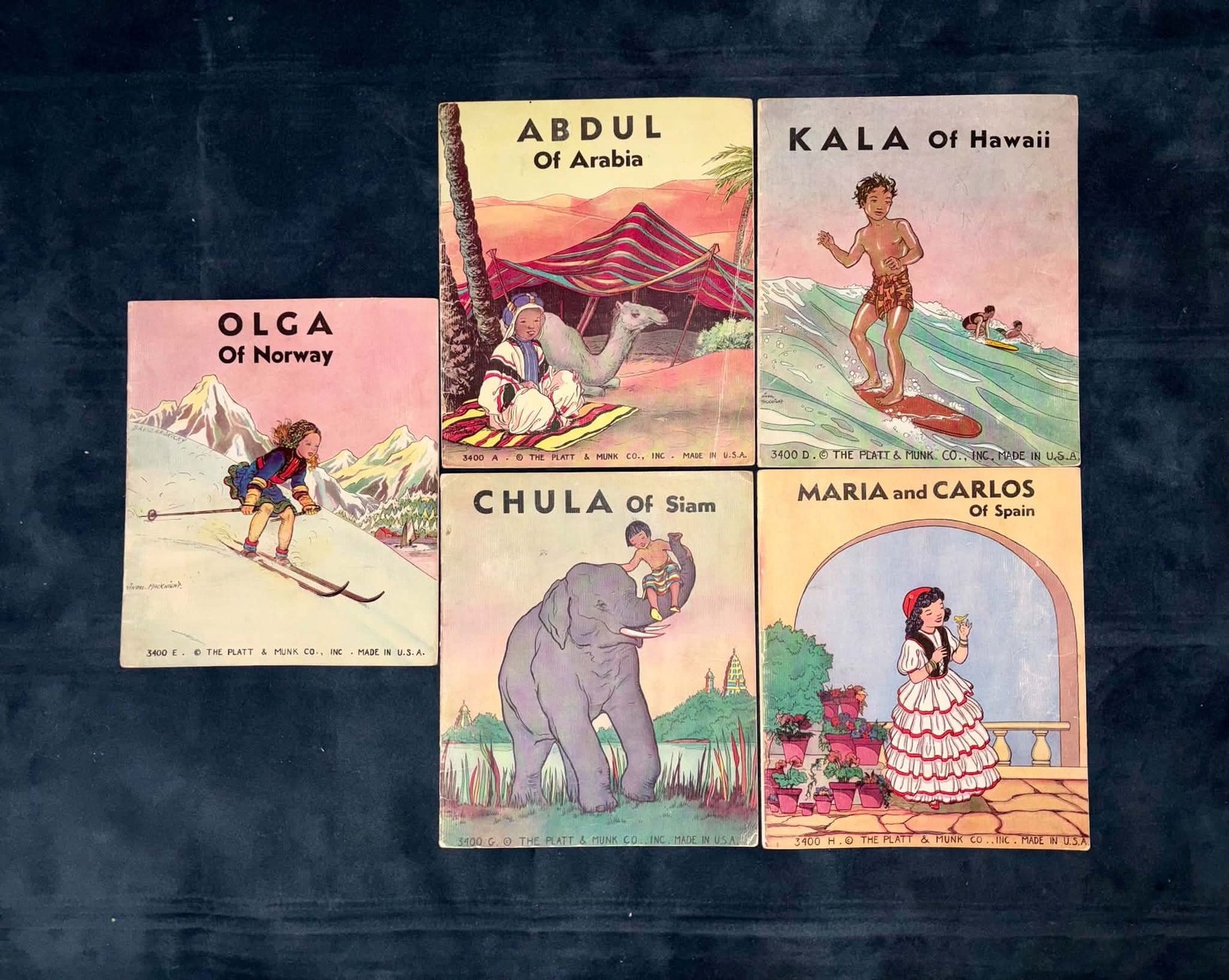 5 VTG 1936 Children\'s Soft Cover Books - Platt & Munk Co. 3400 Series