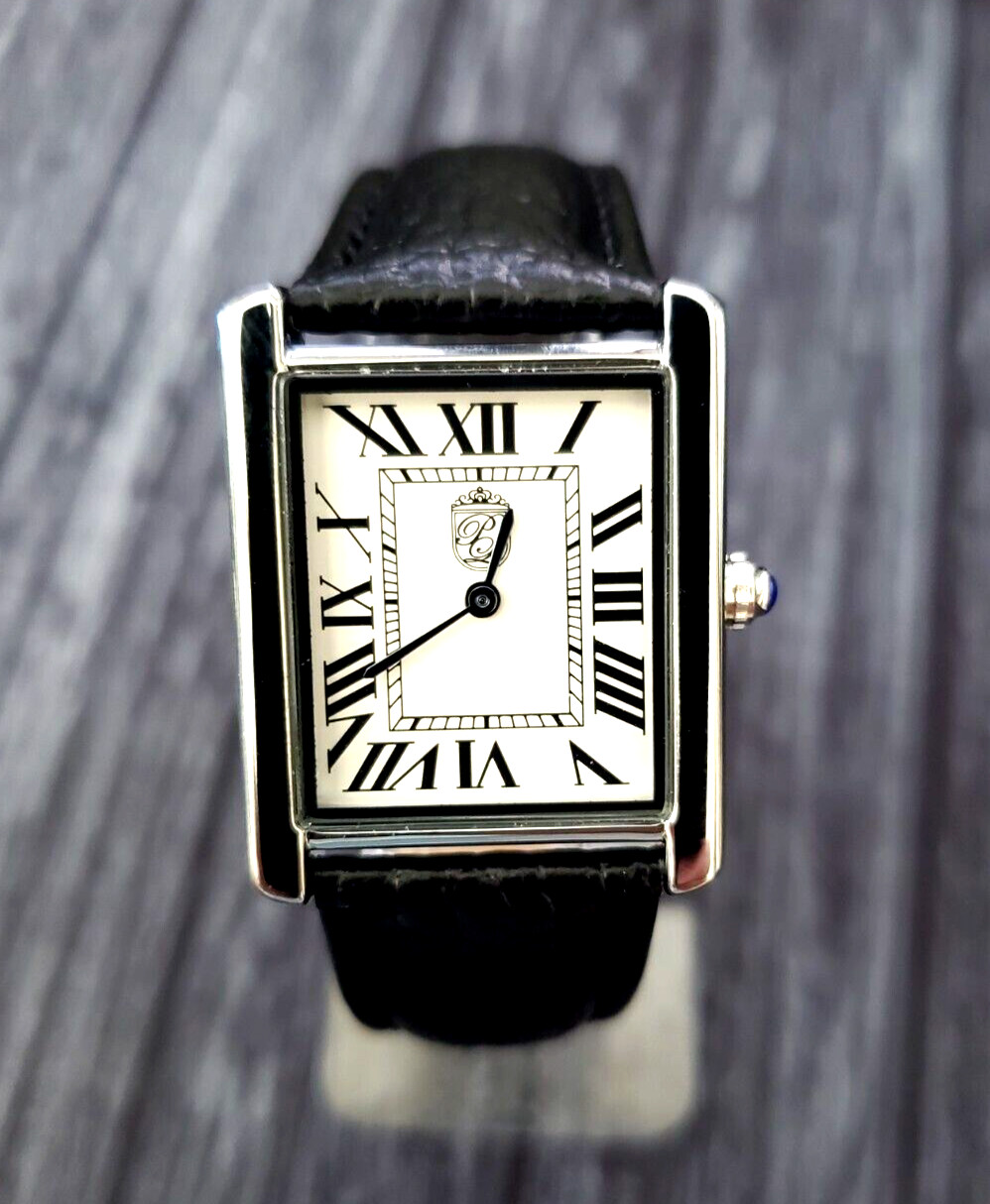 Nice Pierre Lucerne 1888 Swiss Inspired Vintage Style Mens Tank Watch Black Band