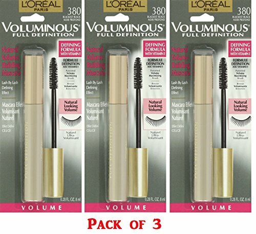 3pc Loreal Voluminous Full Definition Mascara, 380 BLKest BLK, 0.28 ozs