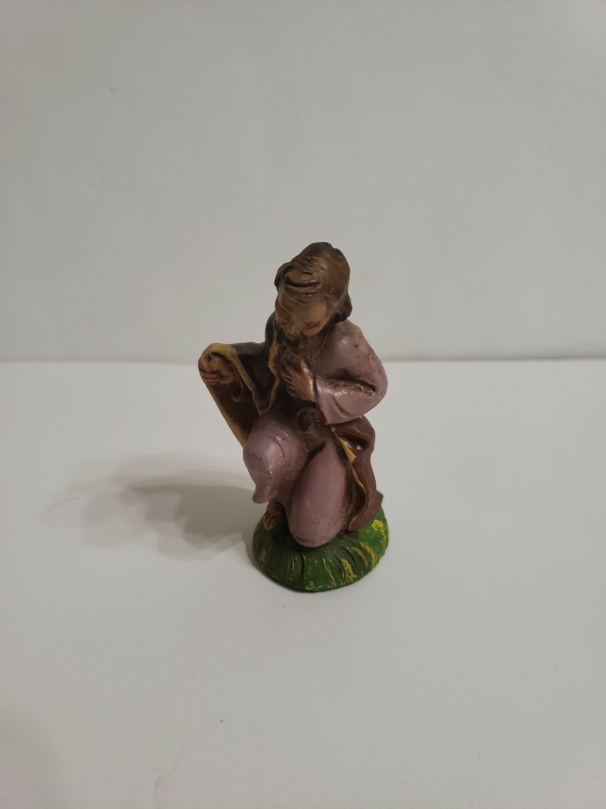 Vintage Nativity Figure Joseph 3 1/2” Kneeling Paper Mache plaster Italy Vintage Nativity Figure Joseph 3 1/2” Kneeling Paper Mache plaster Italy