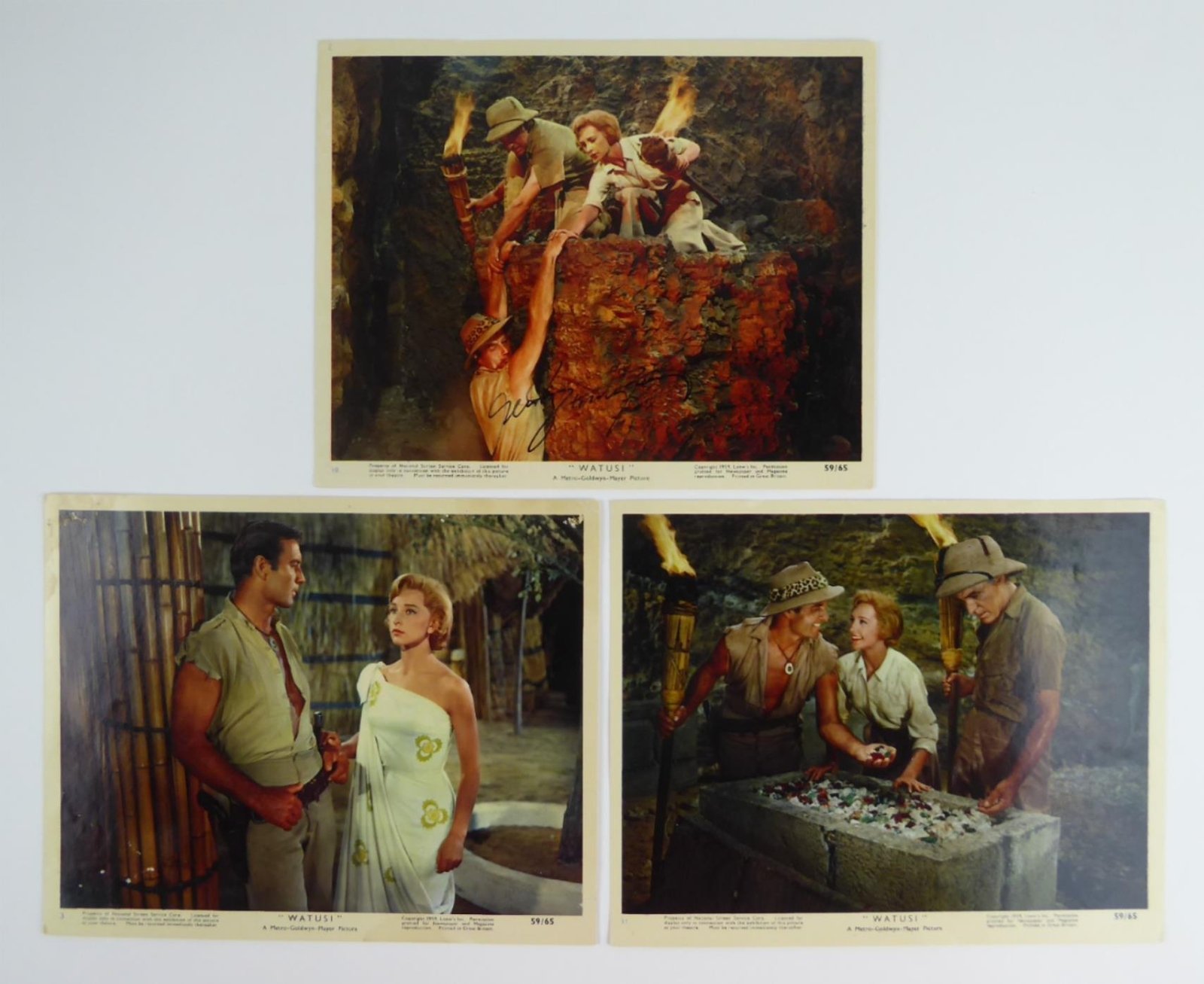 George Montgomery Signed Watusi 8x10 Color Promo Autographed Photo w/ 2 Unsigned
