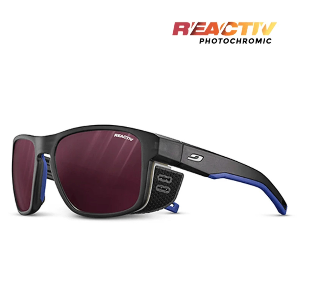 Julbo Shield M - REACTIV 0-4 High Contrast Lens - Black/Blue/White - NEW Julbo Shield M - REACTIV 0-4 High Contrast Lens - Black/Blue/White - NEW
