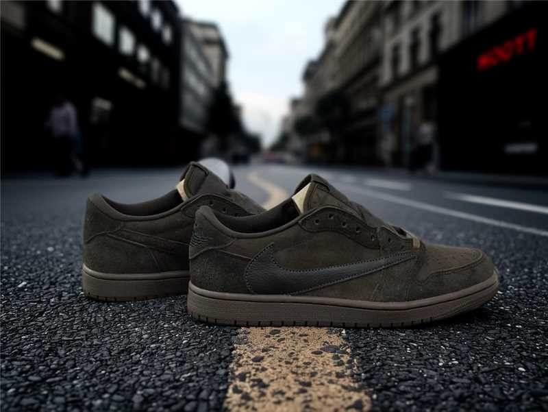 Travis Scott x Air Jordan AJ1 Low Suede Olive Low Top Casual Sneakers Travis Scott x Air Jordan AJ1 Low Suede Olive Low Top Casual Sneakers