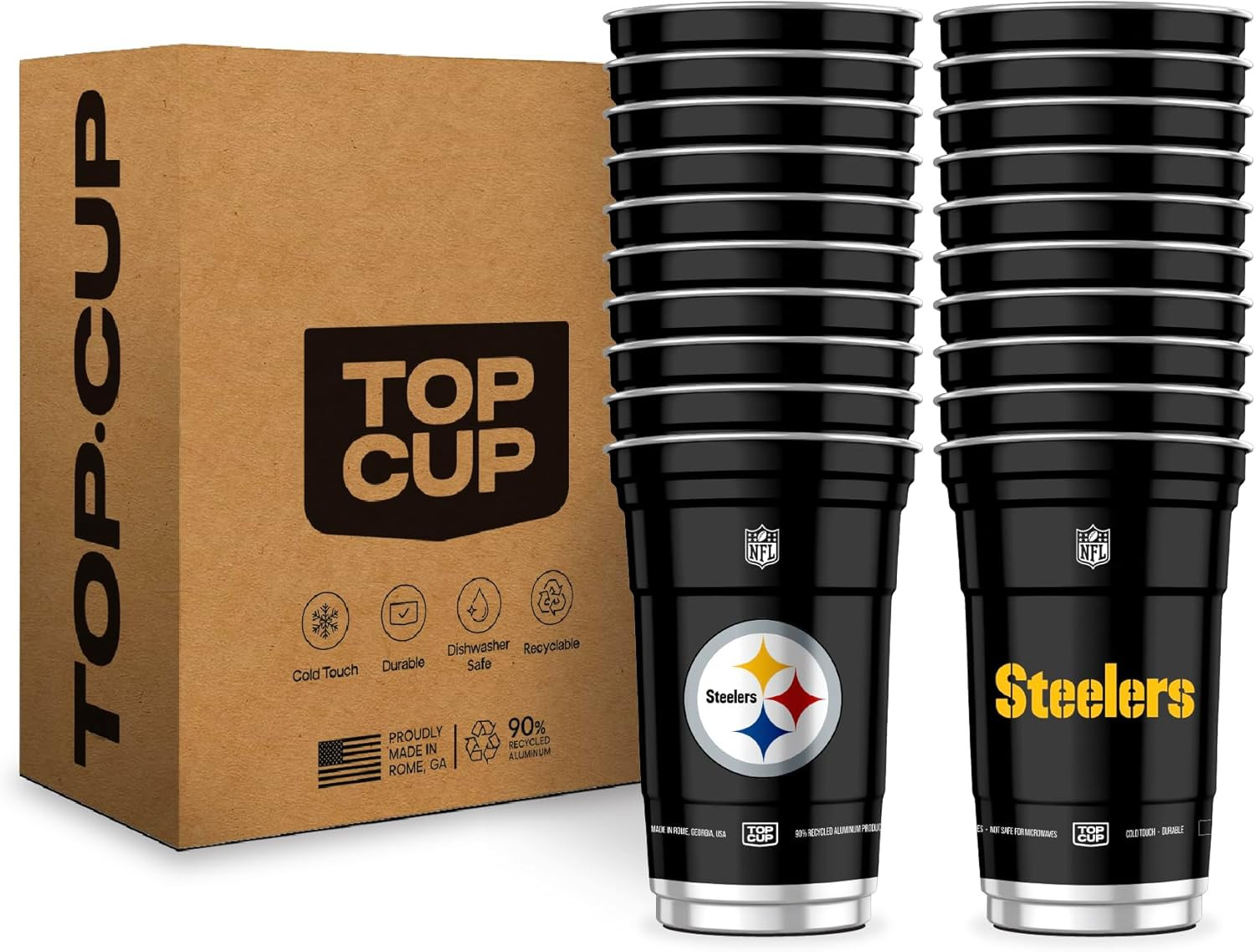 NFL Pittsburgh Steelers Aluminum Party Cups, 20Oz, 20 Count | Made in the USA, C