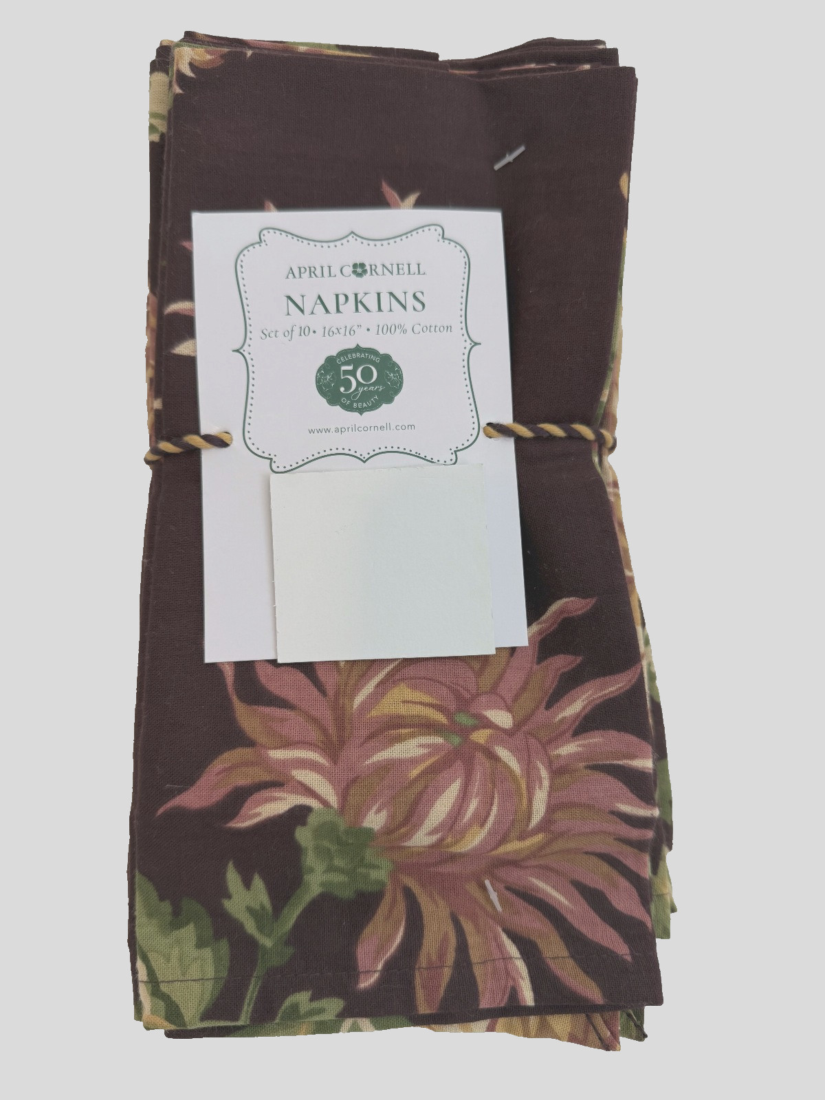 APRIL CORNELL - ANTOINETTE - BROWN BURGUNDY PINK - CLOTH NAPKINS SET OF 10 NEW APRIL CORNELL - ANTOINETTE - BROWN BURGUNDY PINK - CLOTH NAPKINS SET OF 10 NEW