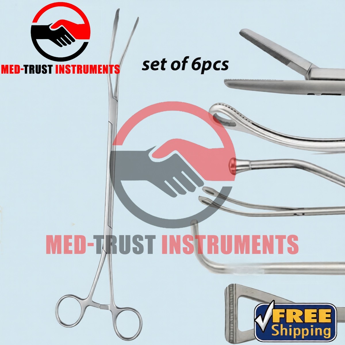 6 Pcs VATS Thorax Surgical Instrument Set - Thoracic Surgery Instruments