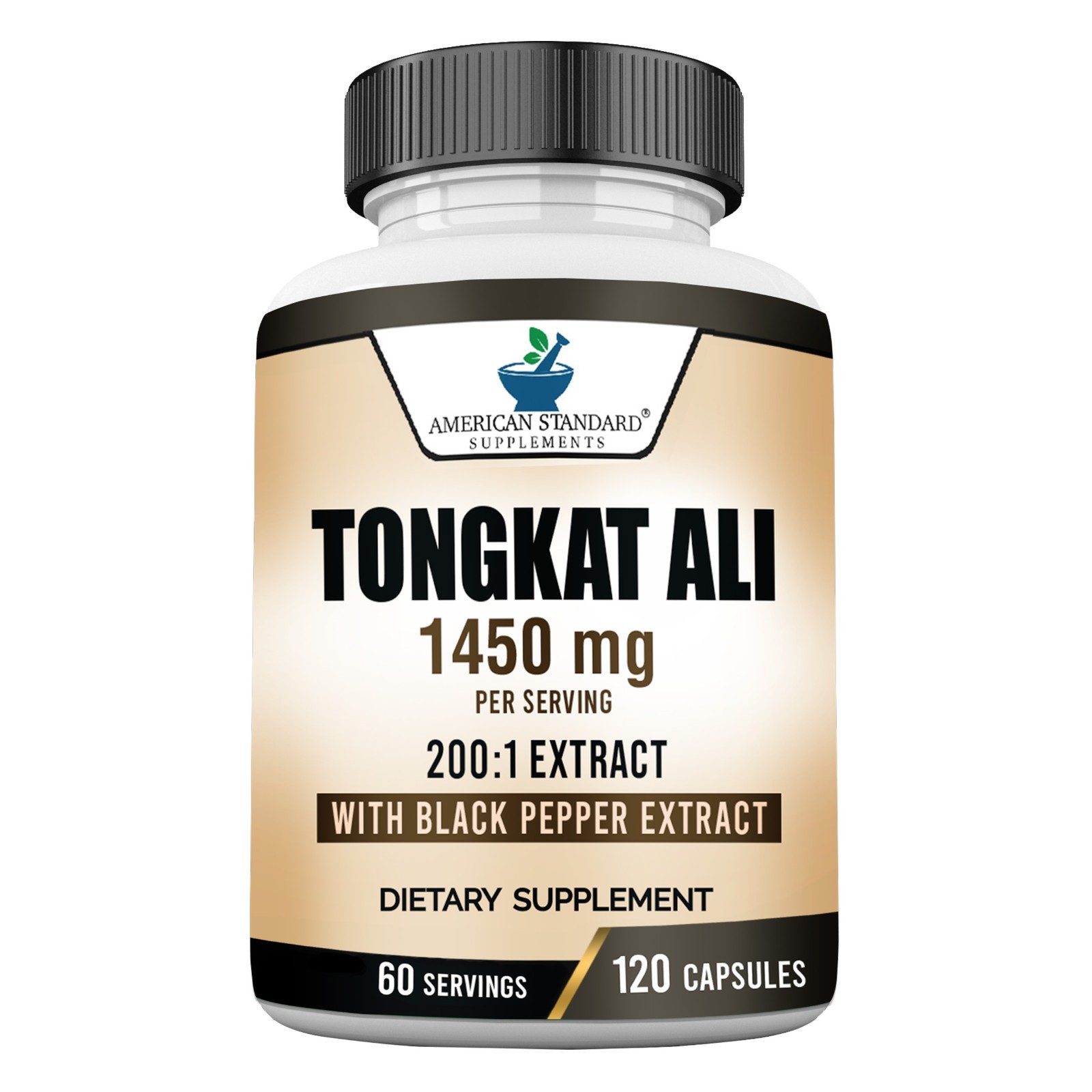 Tongkat Al Extract 200:1, Longjack, 1450mg Per Serving - 120 Veg Capsules