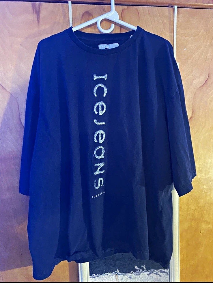 Iceberg Ice Jeans Men\'s Navy Graphic Logo Crew Neck Short Sleeve Cotton Tee