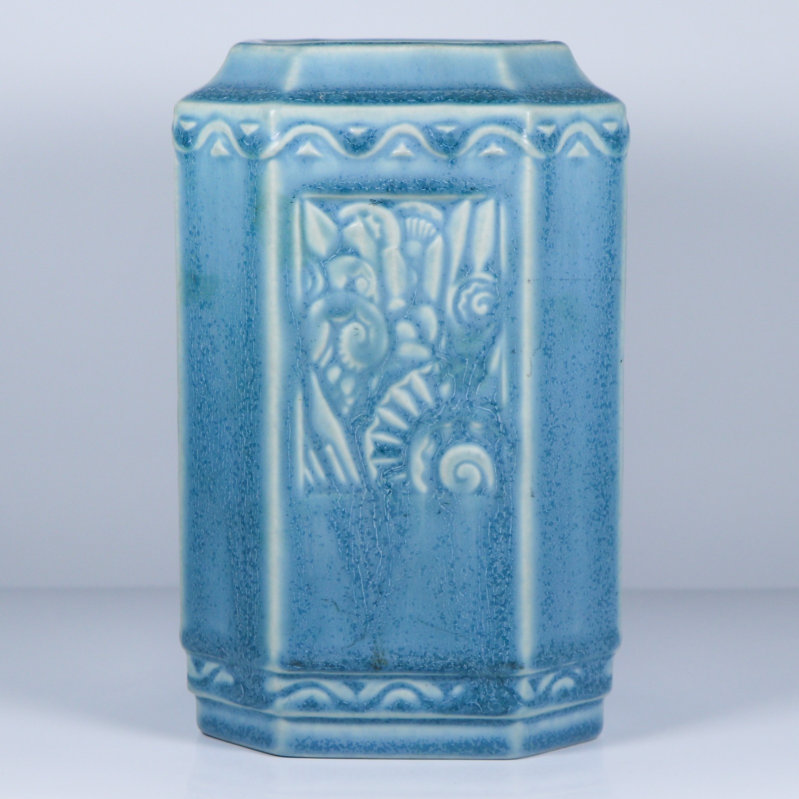 1940 Rookwood Pottery Art Deco Blue Crystalline Mat 5\