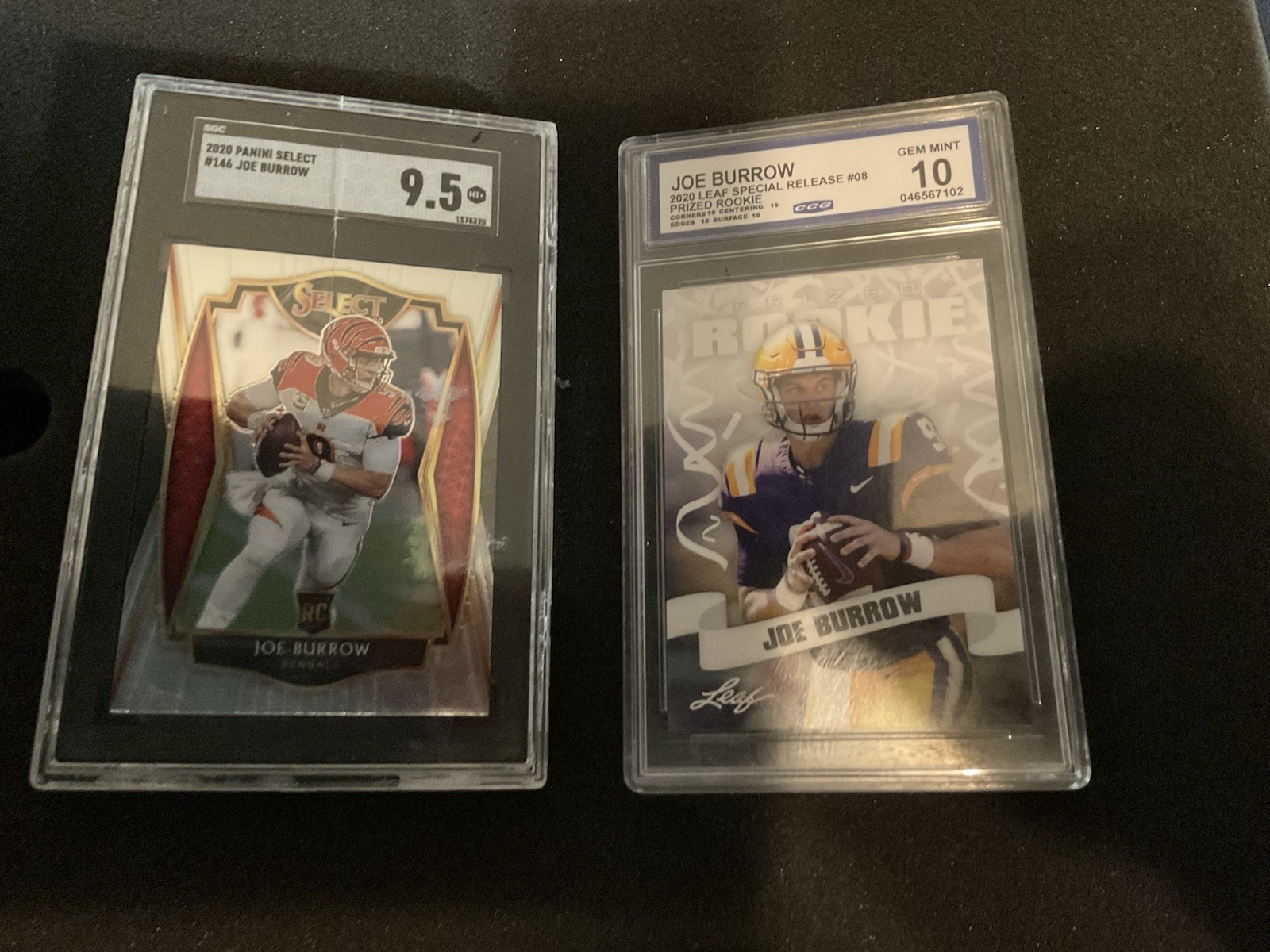 Joe Burrow RC  2 SLAB PACK 2020 PANINI SELECT #146 + 2020 LEAF SP. RELEASE #08