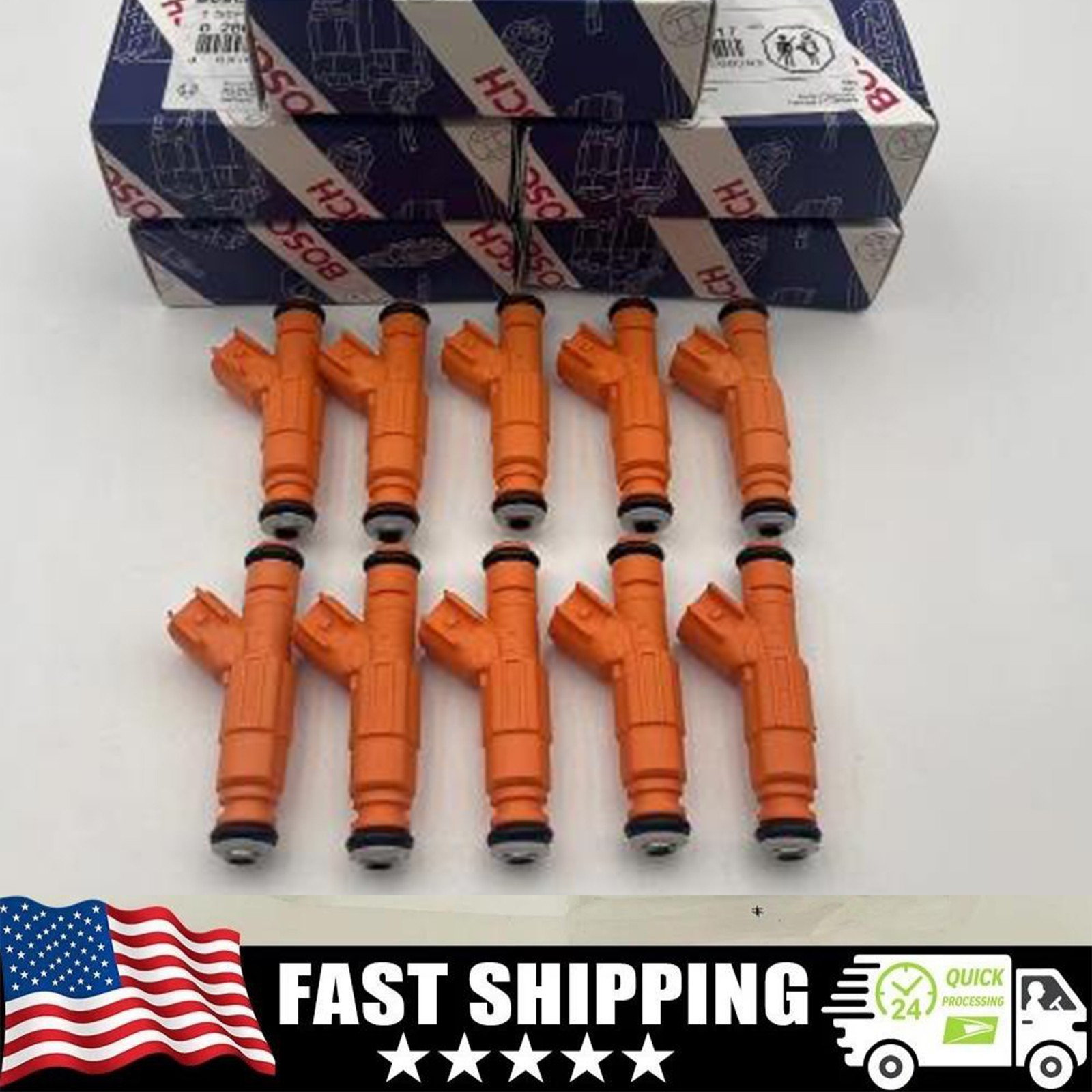 Reman OEM Bosch 0280155917 Fuel Injectors Set (10) for 2000-2005 Ford 6.8L V10