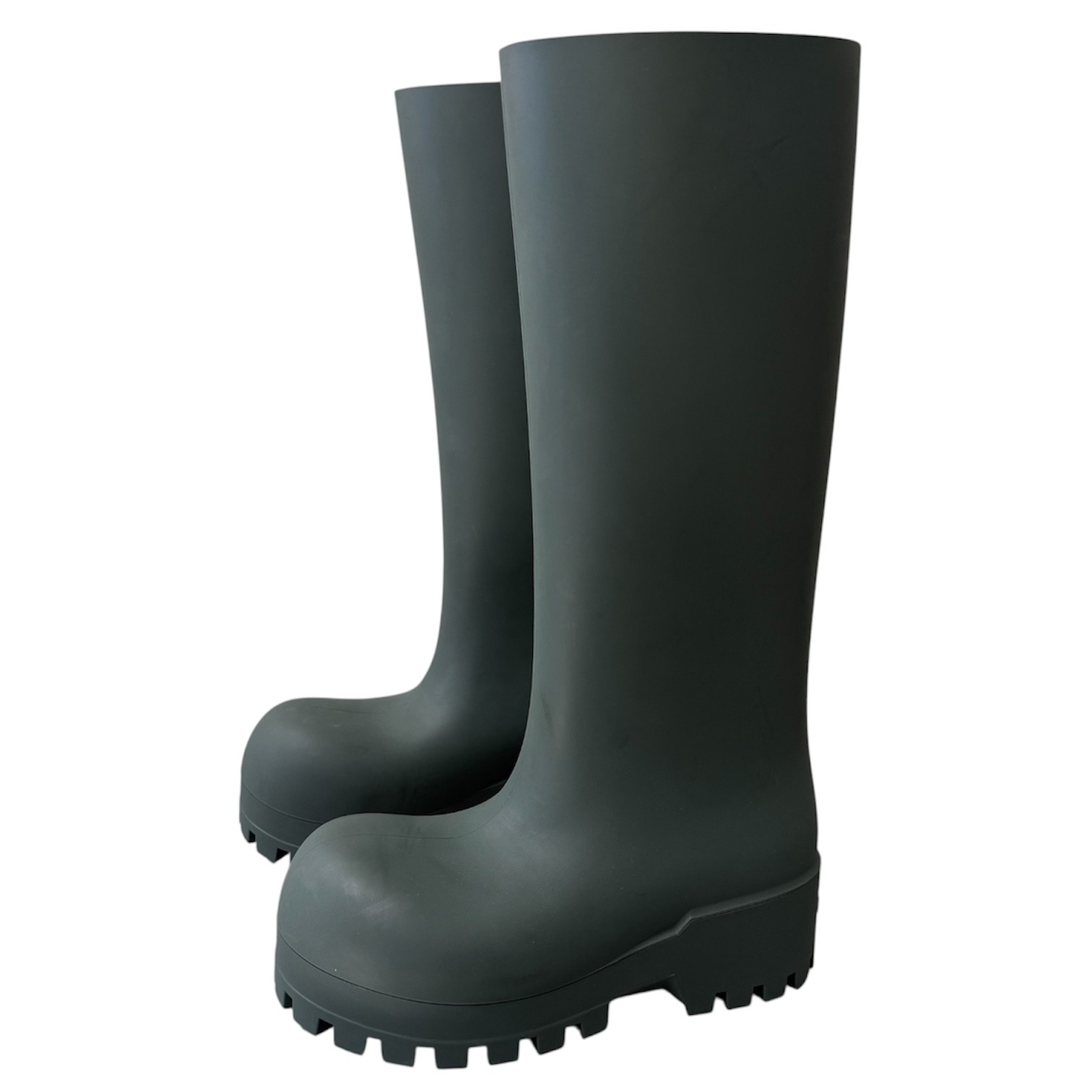 Balenciaga Bulldozer Rain Boots Dark Khaki Green US 7 EU 37 Women New In Box