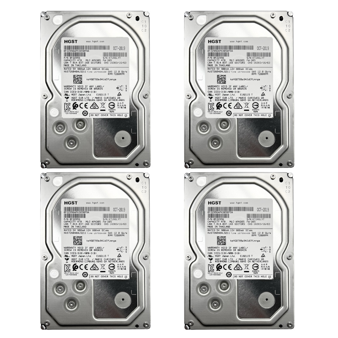 (LOT OF 4) HGST 4TB SAS 12Gb/s 7200RPM 3.5