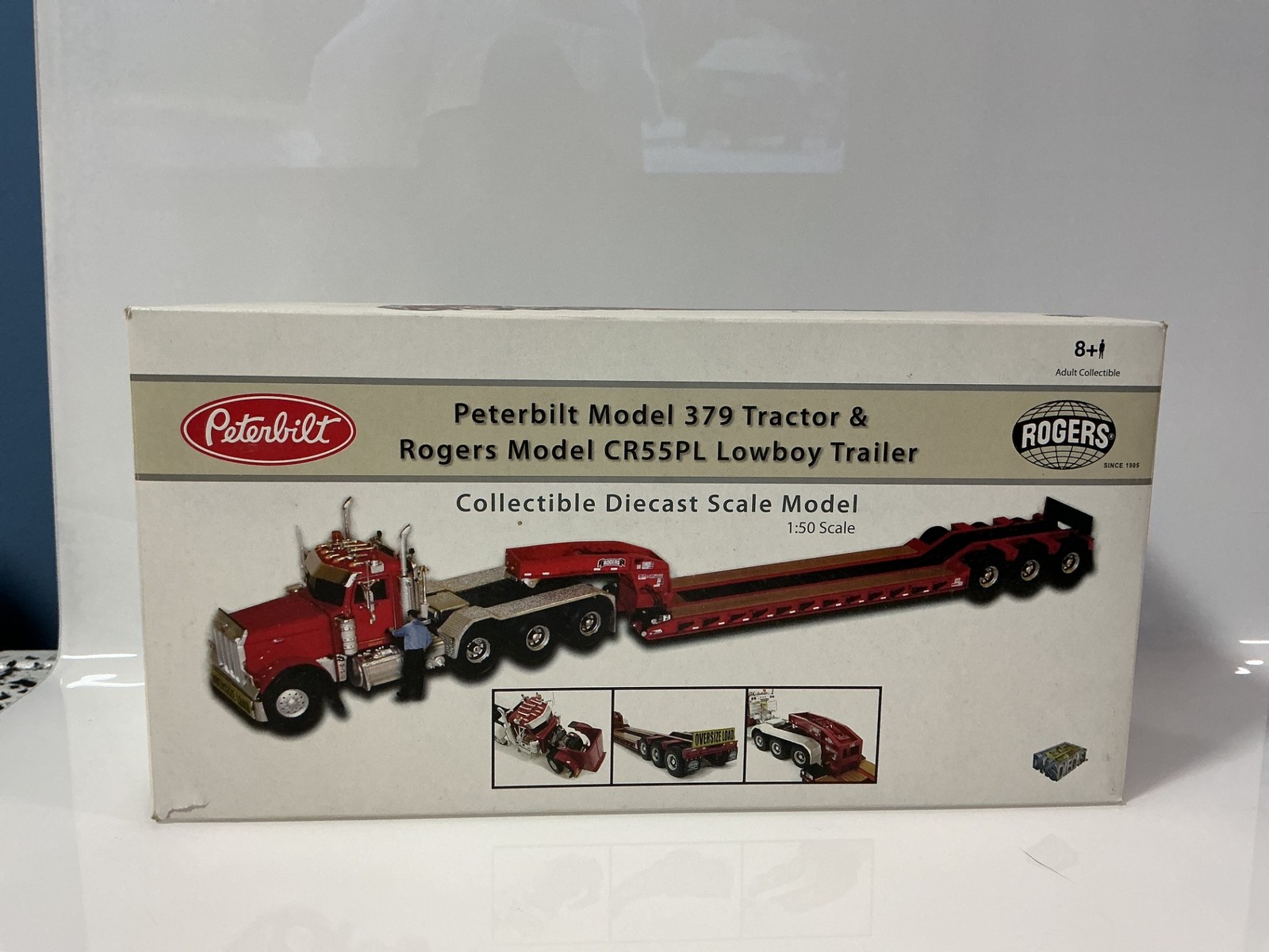 1:50 TWH COLLECTIBLES PETERBILT 379 & ROGERS LOWBOY TRAILER MISSING MIRRORS